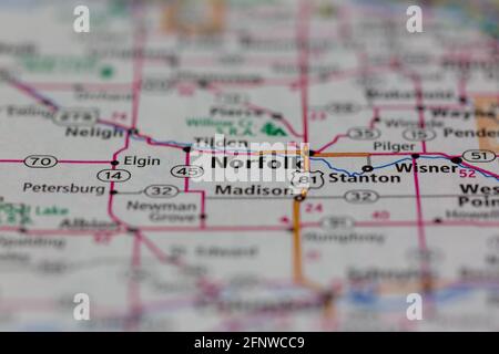 Norfolk Nebraska USA Shown on a Geography map or Road map Stock Photo ...