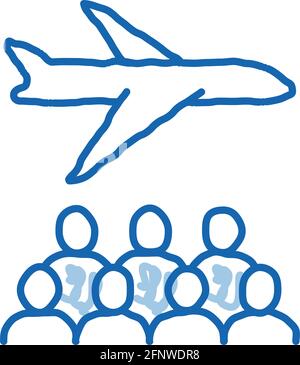 aircraft passengers doodle icon hand drawn illustration Stock Vector