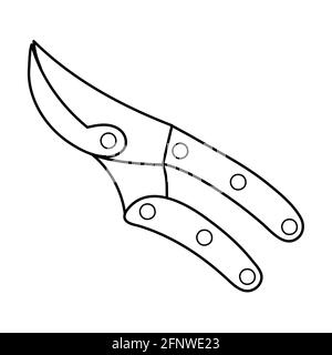 Gardening pruners outline simple minimalistic flat design vector illustration isolated on white background Stock Vector