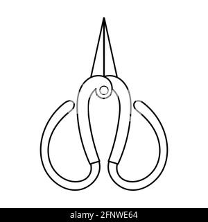Gardening scissors outline simple minimalistic flat design vector illustration isolated on white background Stock Vector