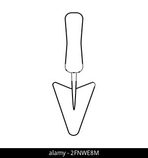 Gardening trowel outline simple minimalistic flat design vector illustration isolated on white background Stock Vector