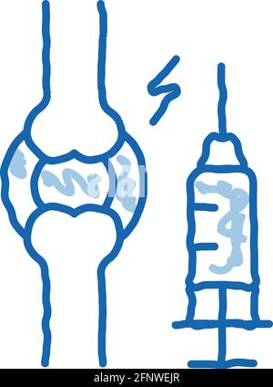 preventive injection for arthritis doodle icon hand drawn illustration Stock Vector