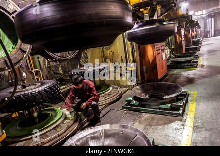 A Tyre/Tire Factory in Shandong Province. China. Stock Photo