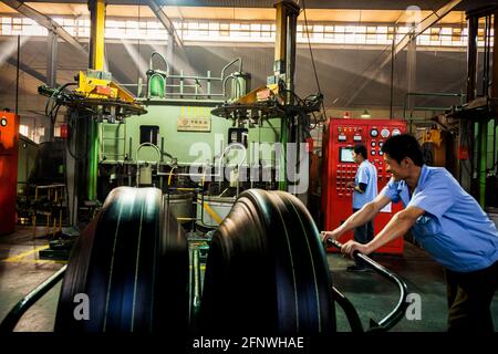 A Tyre/Tire Factory in Shandong Province. China. Stock Photo