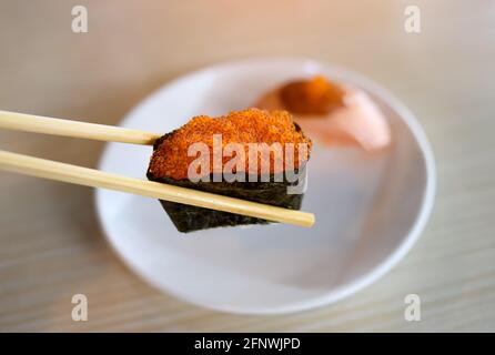Flying fish tobiko roe in glass bowls Stock Photo - Alamy