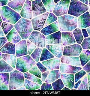 Seamless geo tile shape collage surface pattern Stock Photo