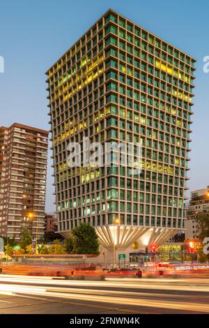 Santiago, Region Metropolitana, Chile - Modern office building at the Apoquindo Avenue one of the most important streets in the city for Stock Photo