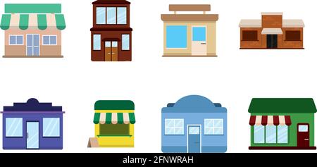 Set of shop buildings icons Store structure Vector Stock Vector