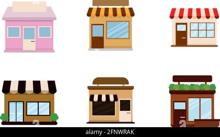 Set of shop buildings icons Store structure Vector Stock Vector