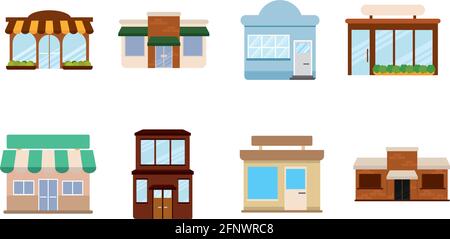 Set of shop buildings icons Store structure Vector Stock Vector