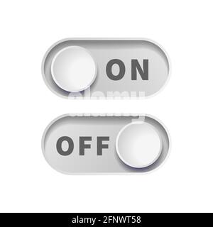 On and Off gray realistic toggle switch buttons isolated on white Stock Vector