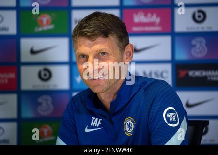 Former Chelsea player Tore André Flo during the launch of Chelsea's new partnership with Trivago at Stamford Bridge in Fulham, London. Picture date: Wednesday May 19, 2021. Stock Photo