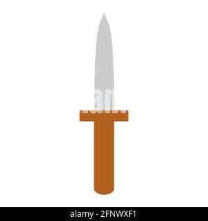 Weapon military knife vector illustration crime blade. Isolated military dagger sharp steel symbol. Black weapon knife army handle tool silhouette mur Stock Vector