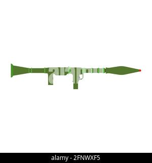 Rocket launcher vector weapon gun isolated white. RPG launcher rocket symbol icon grenade. Danger weapon rifle ammunition isolated icon. Combat soldie Stock Vector