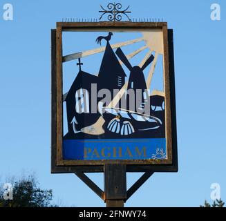 Sign of Pagham beach, UK. Stock Photo