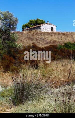 An abandoned house somewhere on the coast of the Halkidiki region of Greece. Stock Photo
