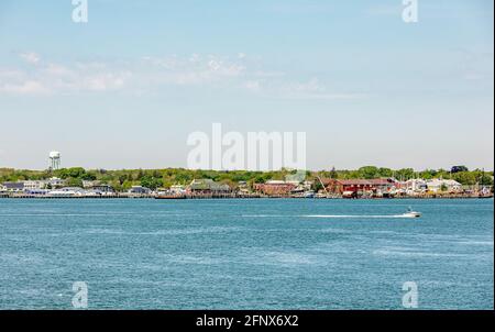 Landscape of Greenport from Shelter Island, NY Stock Photo