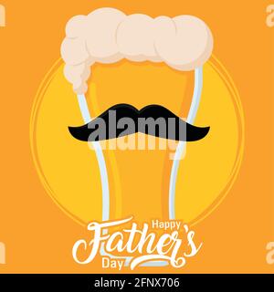 Isolated beer glass with a mustache Father day Stock Vector