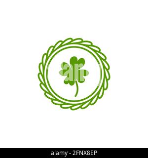 Vegan Valid Seal icons. Green circle with ribbon and green clover leaf. Flat ecology sticker icon. Isolated on white. Organic, natural icon, eco frien Stock Vector