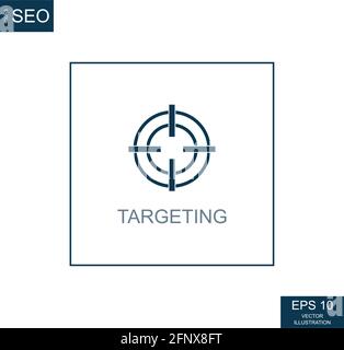 Abstract business icons, SEO advertising targeting - Vector illustration Stock Vector
