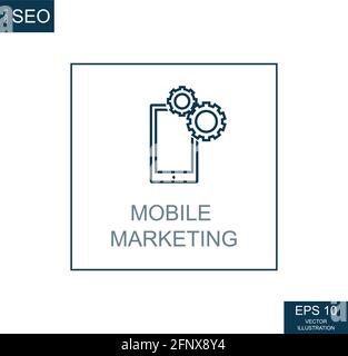 Abstract business icons, SEO mobile marketing - Vector illustration Stock Vector