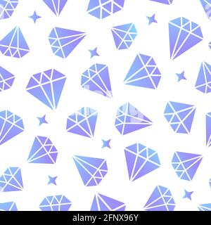 Geometric diamonds seamless pattern. Modern design of childish abstract texture. Vector blue illustration isolated on white background Stock Vector
