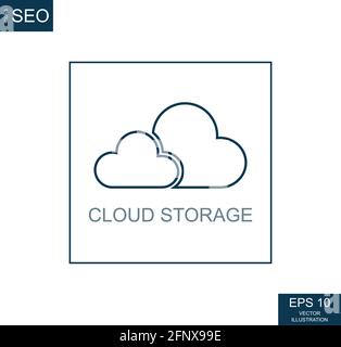 Abstract business icons, SEO cloud storage - Vector illustration Stock Vector