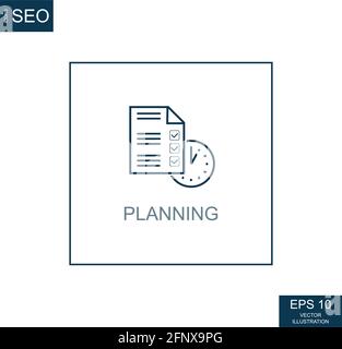 Abstract business icons, SEO team planning - Vector illustration Stock Vector