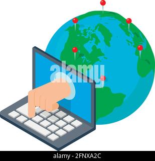Global communication icon. Isometric illustration of global communication vector icon for web Stock Vector