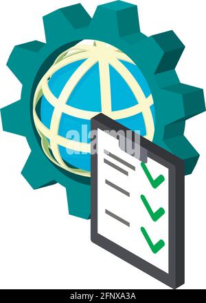 Global setting icon. Isometric illustration of global setting vector icon for web Stock Vector