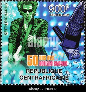 Keith Richards in concert on postage stamp Stock Photo