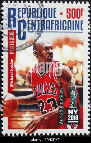 Michael Jordan on african postage stamp Stock Photo