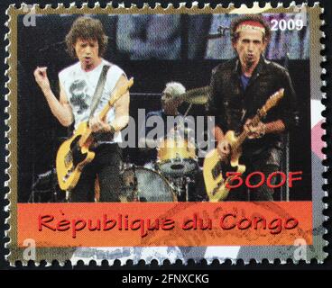 Rolling Stones in concert on african postage stamp Stock Photo