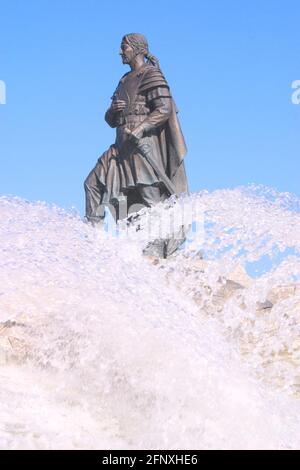 Nibelung monument with fountain, Austria, Tulln Stock Photo