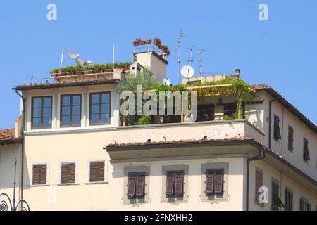 house balcony in the old city, Italy, Florence Stock Photo