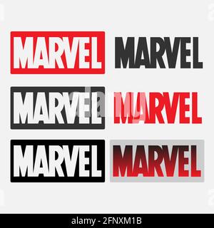 Marvel movie logo icon set. Stock Vector