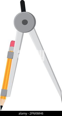 Isolated compass with a pencil School supplies Vector illustration Stock Vector