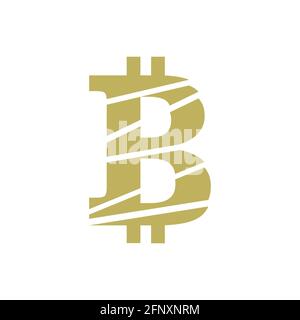Vector illustration Bitcoin crypto currency logo design Stock Vector