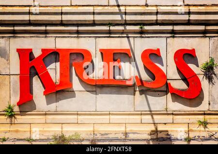 The historic Kress building faces Dauphin Street, May 14, 2021, in Mobile, Alabama. Stock Photo