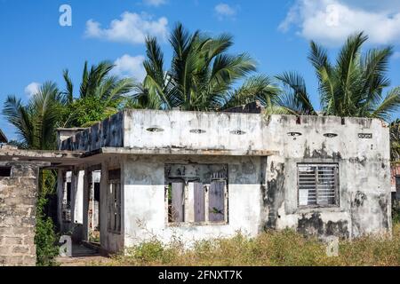 Derelict house that suffered damage during the civil war, Mullaitivu, Northern Province, Sri Lanka Stock Photo