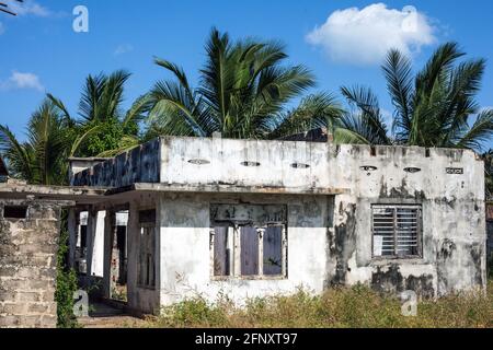 Derelict house that suffered damage during the civil war, Mullaitivu, Northern Province, Sri Lanka Stock Photo