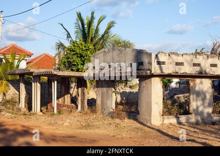 Derelict house that suffered damage during the civil war, Mullaitivu, Northern Province, Sri Lanka Stock Photo