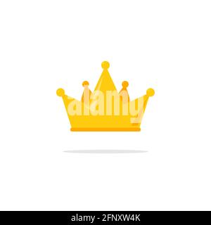 Flat crown king vector icon. Queen princess design crown gold royal corona Stock Vector