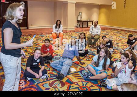 Miami Florida,Drug Free Youth In Town DFYIT Leadership Conference,teens teenage teenagers students Black Hispanic teamwork exercise workshop speaker,p Stock Photo