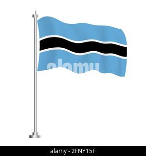 Botswana Flag. Isolated Wave Flag of Botswana Country. Vector Illustration. Independence Day. Stock Vector