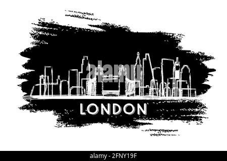 London Skyline Sketch, Hand drawn Vector Outline Artwork Stock Vector