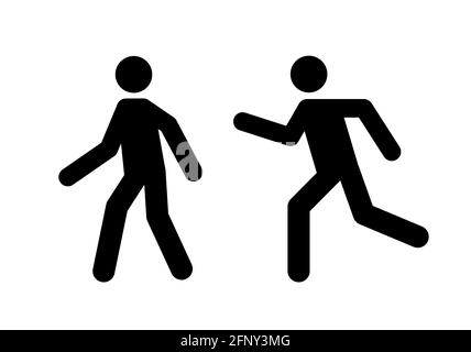 Man stand walk and run pictogram icon. Man pedestrian sign people and ...