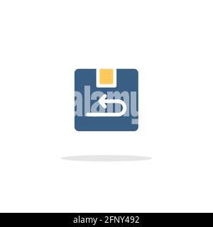 Return package. Shipping and delivery box. Color icon with shadow. Commerce glyph vector illustration Stock Vector