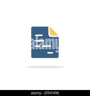 Text document. Paper with content. Color icon with shadow. Commerce glyph vector illustration Stock Vector