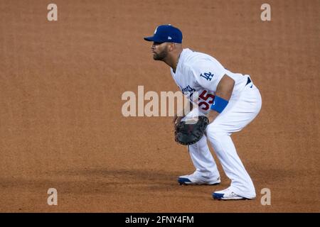 Los Angeles Dodgers first baseman Albert Pujols (55) during a MLB game against the Arizona Diamondbacks, Tuesday, May 18, 2021, in Los Angeles, CA. Th Stock Photo